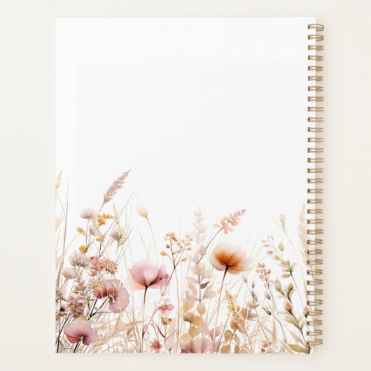 Wildflowers roze beige naam afspraken 2026 planner (Achterkant)