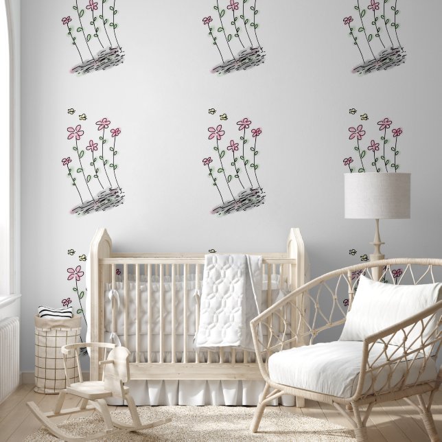 WILDFLOWERS ROZE GRILLIG BEHANG (Kinderen)