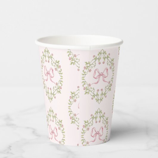 Wildflowers roze lint Bow Coquette baby shower Papieren Bekers (Rechts)