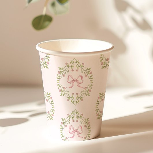Wildflowers roze lint Bow Coquette baby shower Papieren Bekers