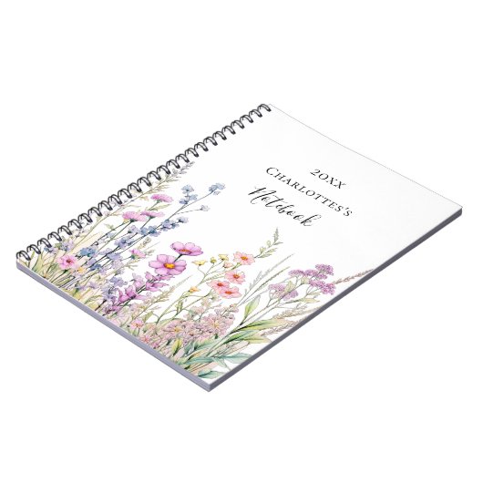 Wildflowers roze paarse blauw notitieboek (Linkerzijde)