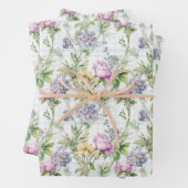  Wildflowers Roze, Paarse, Geel Inpakpapier Vel (In situ)