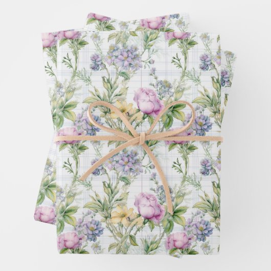 Wildflowers Roze, Paarse, Geel Inpakpapier Vel (In situ)