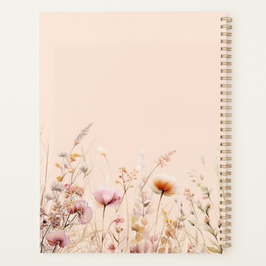 Wildflowers roze perzik naam afspraken 2026 planner (Achterkant)