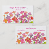 Wildflowers Roze Rode Waterverf Visitekaartje (Voorkant / Achterkant)