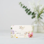 Wildflowers RSVP Wedding Uitnodigen Visitekaartje (Staand voorkant)