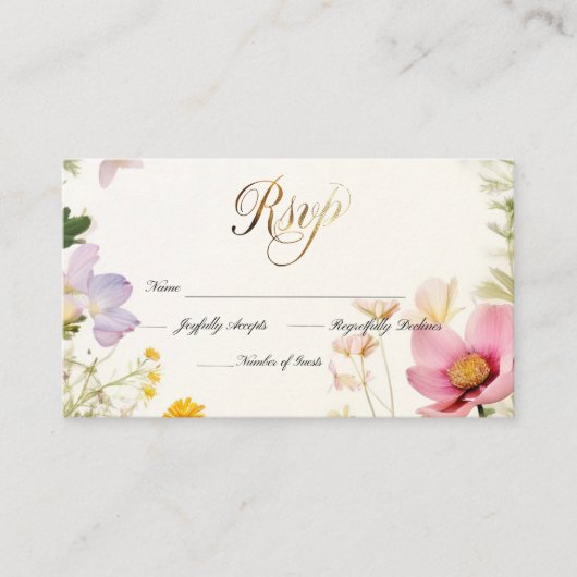 Wildflowers RSVP Wedding Uitnodigen Visitekaartje (Voorkant)