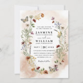 Wildflowers Rustic Elegant Modern QR Code Wedding Kaart (Voorkant)