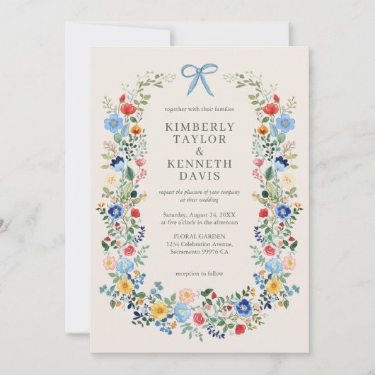 Wildflowers Rustic Garden Huwelijksuitnodiging Kaart (Voorkant)