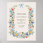 Wildflowers Rustic Garden Wedding Welkom Poster (Voorkant)