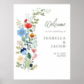 Wildflowers Rustic Garden Wedding Welkom Poster (Voorkant)