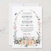 Wildflowers Rustic Spring Dusty QR Code Wedding Kaart (Voorkant)