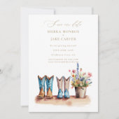 Wildflowers Rustiek Chic Foto Huwelijk Save Datum Kaart (Voorkant)