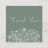 Wildflowers Sage Green Boho Bestellen Dank u Vierkante Visitekaartje (Voorkant)