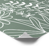 Wildflowers Sage Green Vrijgezellenfeest Welkom Poster (Hoek)