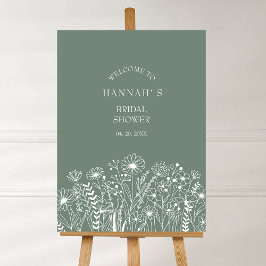 Wildflowers Sage Green Vrijgezellenfeest Welkom Poster