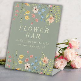 Wildflowers Sage Vrijgezellenfeest Flower Bar Sign Reclamebord Met Voetstuk