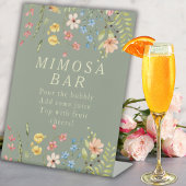 Wildflowers Sage Vrijgezellenfeest Mimosa Sign Reclamebord Met Voetstuk
