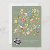 Wildflowers Sage & Yellow Garden QR Code Huwelijk Kaart (Achterkant)