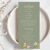 Wildflowers Sage & Yellow Wedding Programma