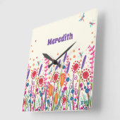 Wildflowers Schattigee trendy gepersonaliseerde in Vierkante Klok (Hoek)