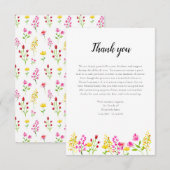 Wildflowers Script Funeral Thank you Watercolor Bedankkaart (Voorkant / Achterkant)