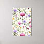 Wildflowers Seamless Pattern Premium Wrapped Canvas Afdruk (Voorkant)