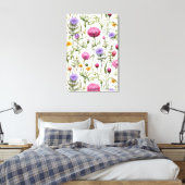 Wildflowers Seamless Pattern Premium Wrapped Canvas Afdruk (Insitu (Slaapkamer))
