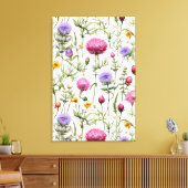 Wildflowers Seamless Pattern Premium Wrapped  Canvas Afdruk (Insitu (Woonkamer))