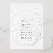 Wildflowers Silhouette Vrijgezellenfeest Silver Folie Uitnodiging (Voorkant)