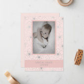 Wildflowers Silver Effect Photo Naming Ceremony Notitiekaartje (Voorkant / Achterkant in situ)