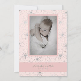 Wildflowers Silver Effect Photo Naming Ceremony Notitiekaartje