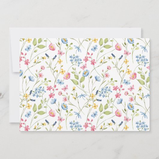 Wildflowers Spring Summer  Baby shower Bedankkaart (Achterkant)