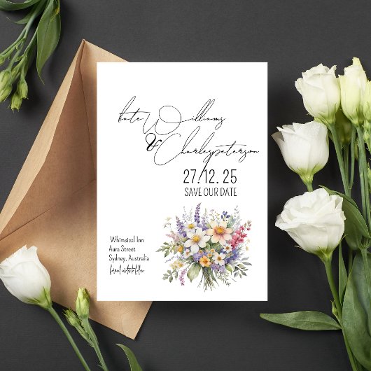 Wildflowers Spring Summer Herfst Save the date Kaart