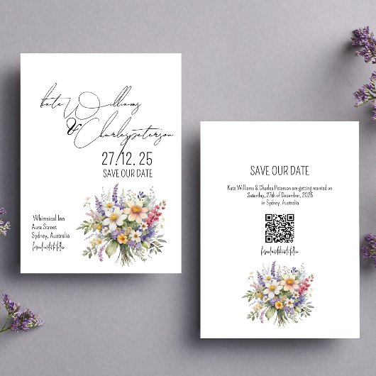 Wildflowers Spring Summer Herfst Save the date Kaart