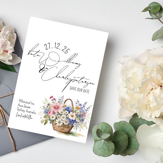 Wildflowers Spring Summer Herfst Save the date Kaart