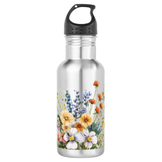 Wildflowers stainless steel water bottle.  waterfles 