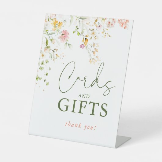 Wildflowers Summer Meadow Kaart en geschenken teke Reclamebord Met Voetstuk (Voorkant)