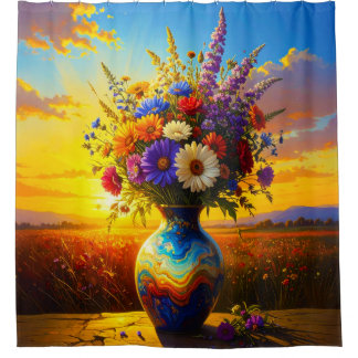 Wildflowers Sunrise 001 Shower Curtain Douchegordijn