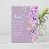 Wildflowers Sweet 16 Birthday Celebration Kaart (Staand voorkant)