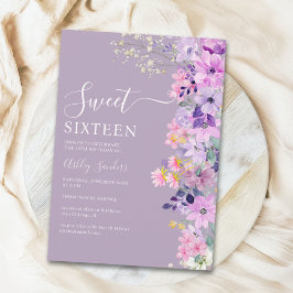 Wildflowers Sweet 16 Birthday Celebration Kaart