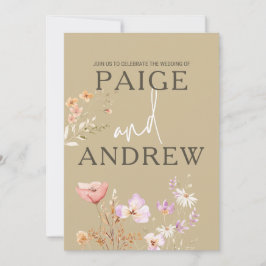 Wildflowers Tan Farmhouse Bruiloft uitnodiging 2