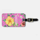 Wildflowers  Tekening / Kuiken, Roze Bagagelabel (Voorkant horizontaal)