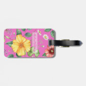 Wildflowers  Tekening / Kuiken, Roze Bagagelabel (Achterkant horizontaal)