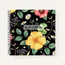 Wildflowers Tekening / Middernacht Notitieboek