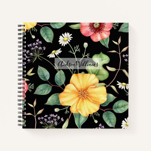 Wildflowers Tekening / Middernacht Notitieboek (Voorkant)