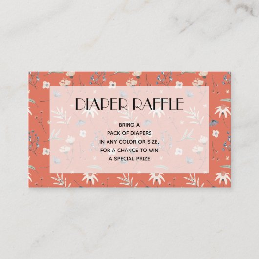 Wildflowers Terracotta Baby shower Luier Raffle Informatiekaartje (Voorkant)
