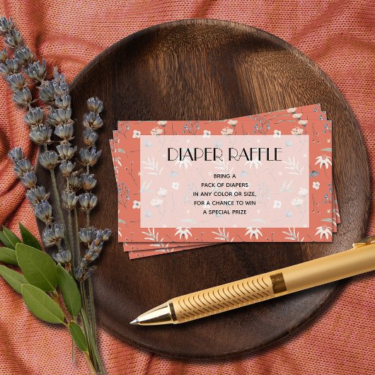 Wildflowers Terracotta Baby shower Luier Raffle Informatiekaartje