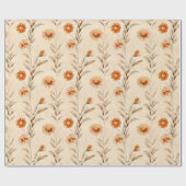 Wildflowers Terracotta Botanische Patroon Cadeaupapier (Vlak)
