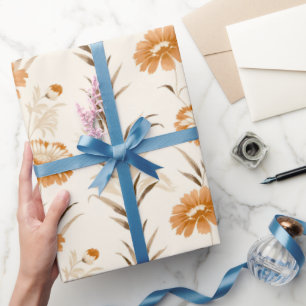 Wildflowers Terracotta Botanische Patroon Cadeaupapier